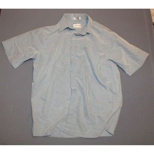 Alfani Mens suede feel Casual Button Down Short Sleeve Shirt light blue small